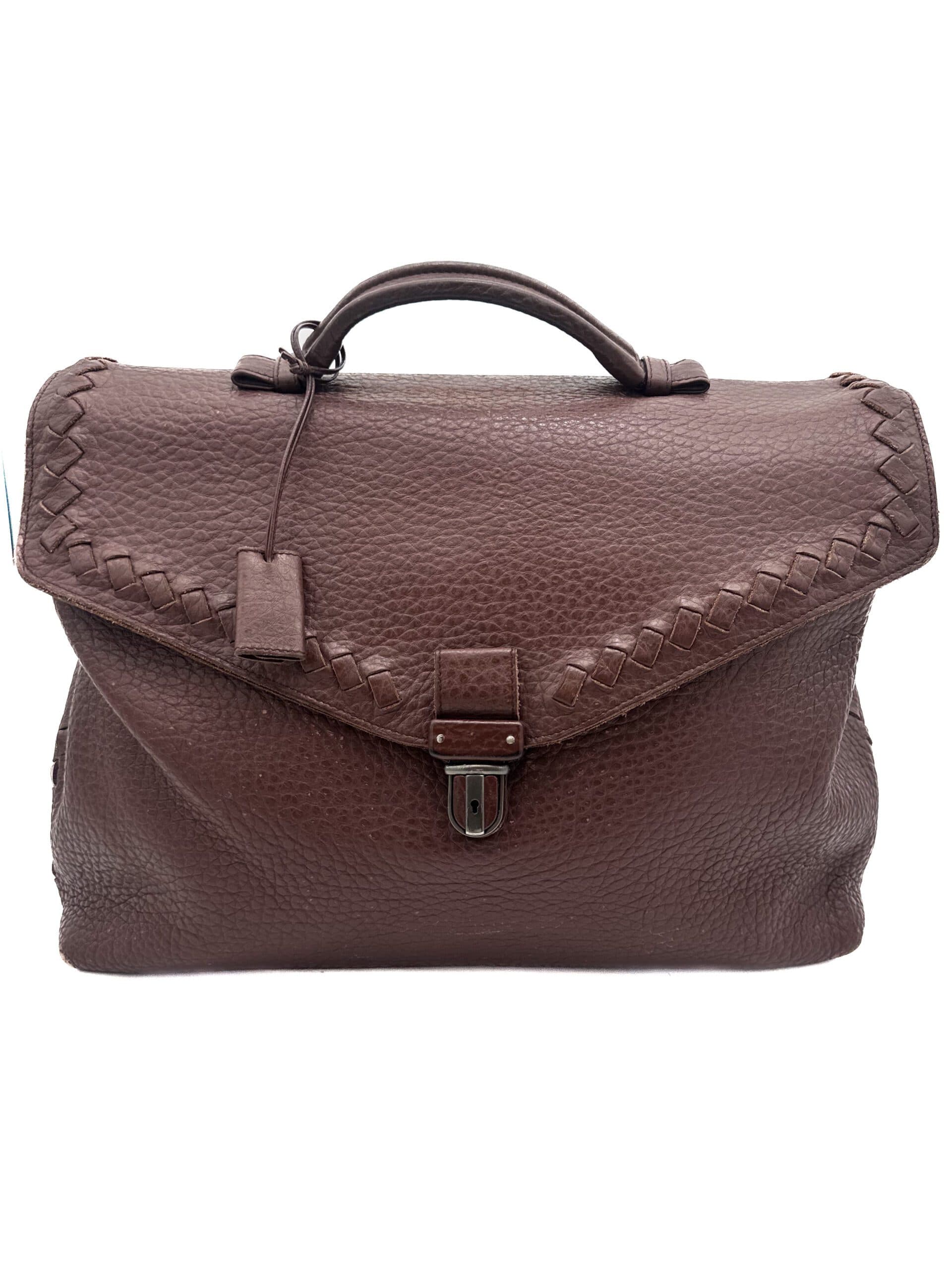 Bottega Veneta Brown Leather Briefcase Bag