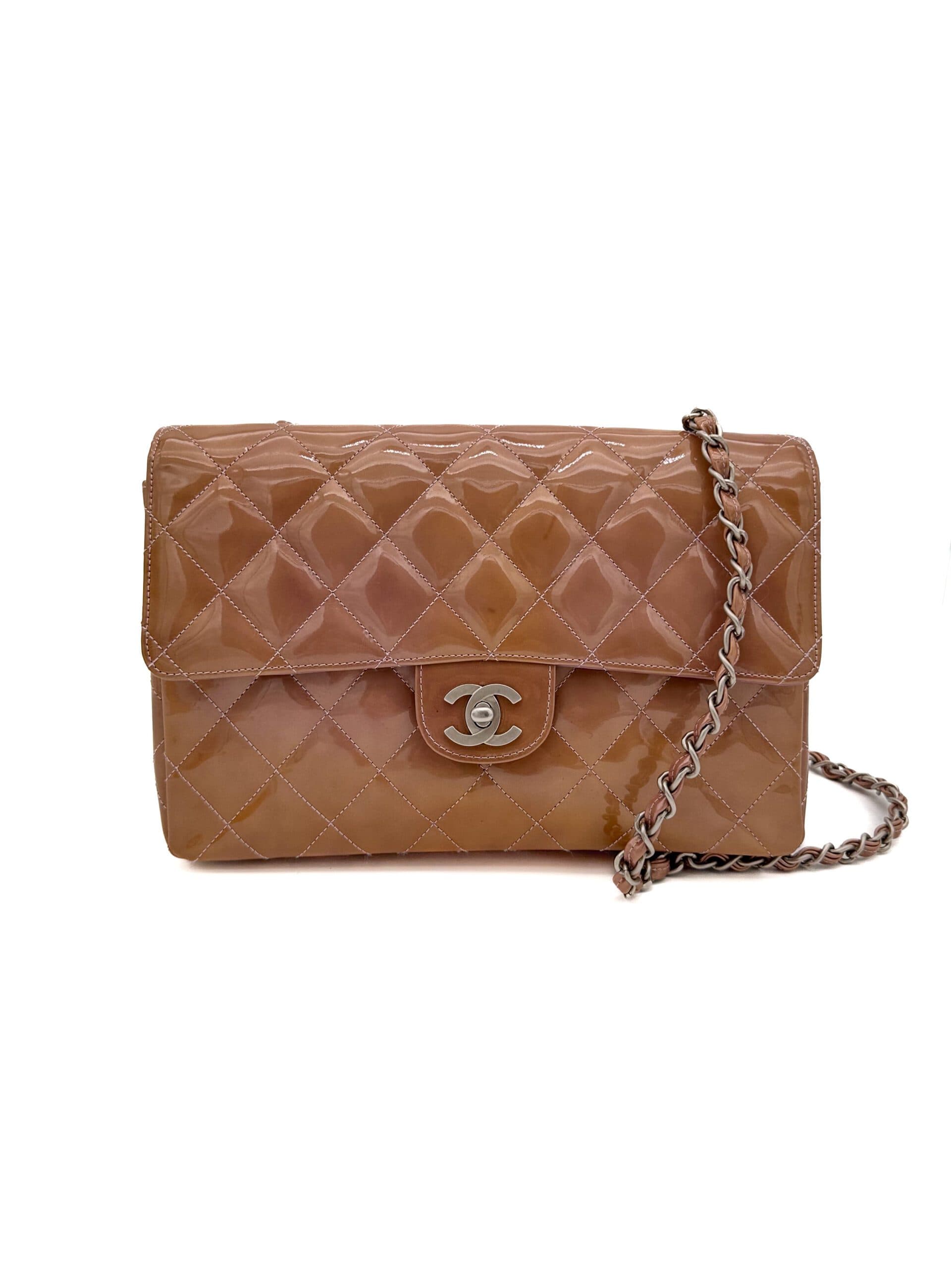 Chanel Peach Plastic Medium Flap Bag