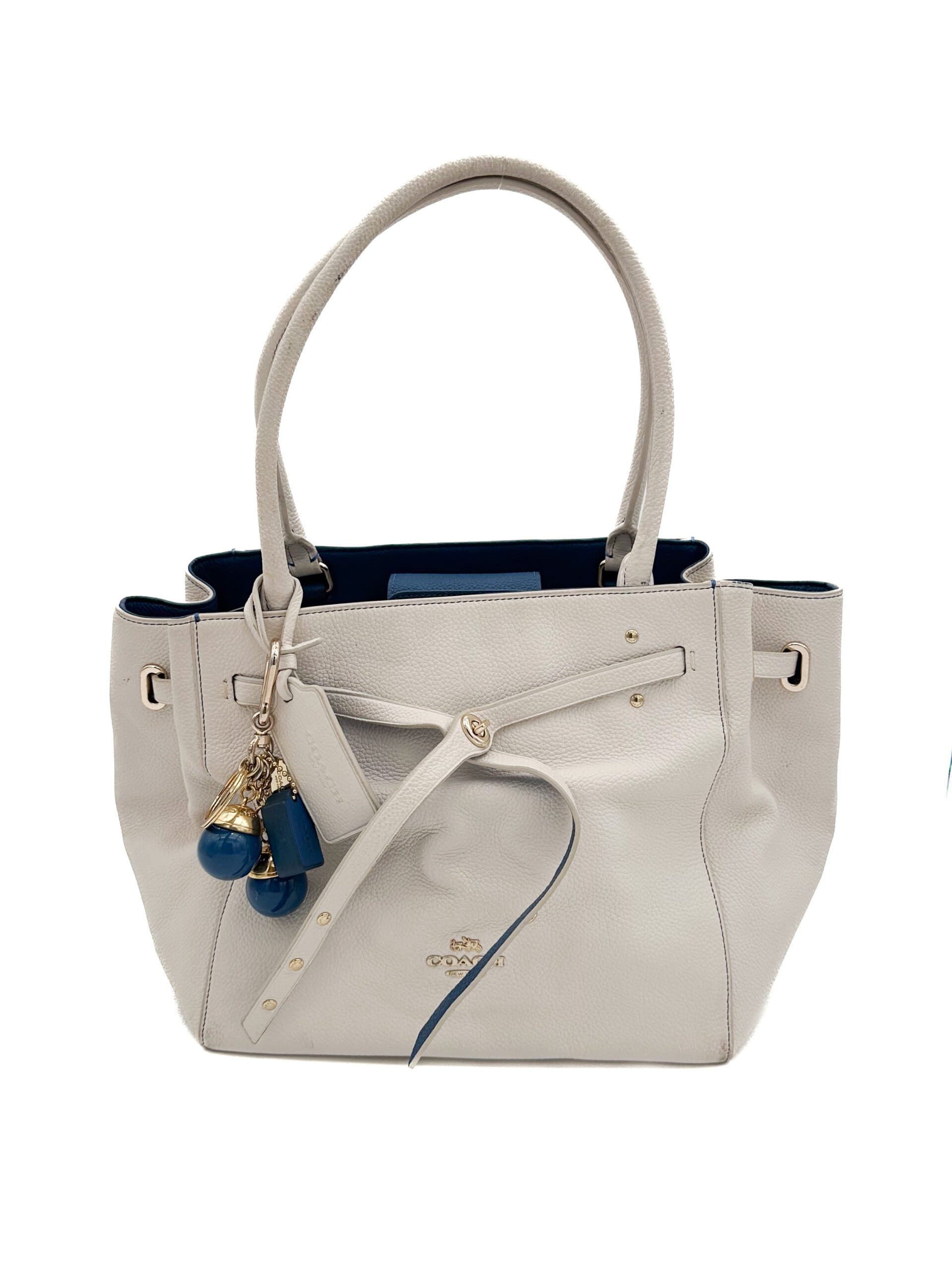 Coach White & Blue Leather Handbag