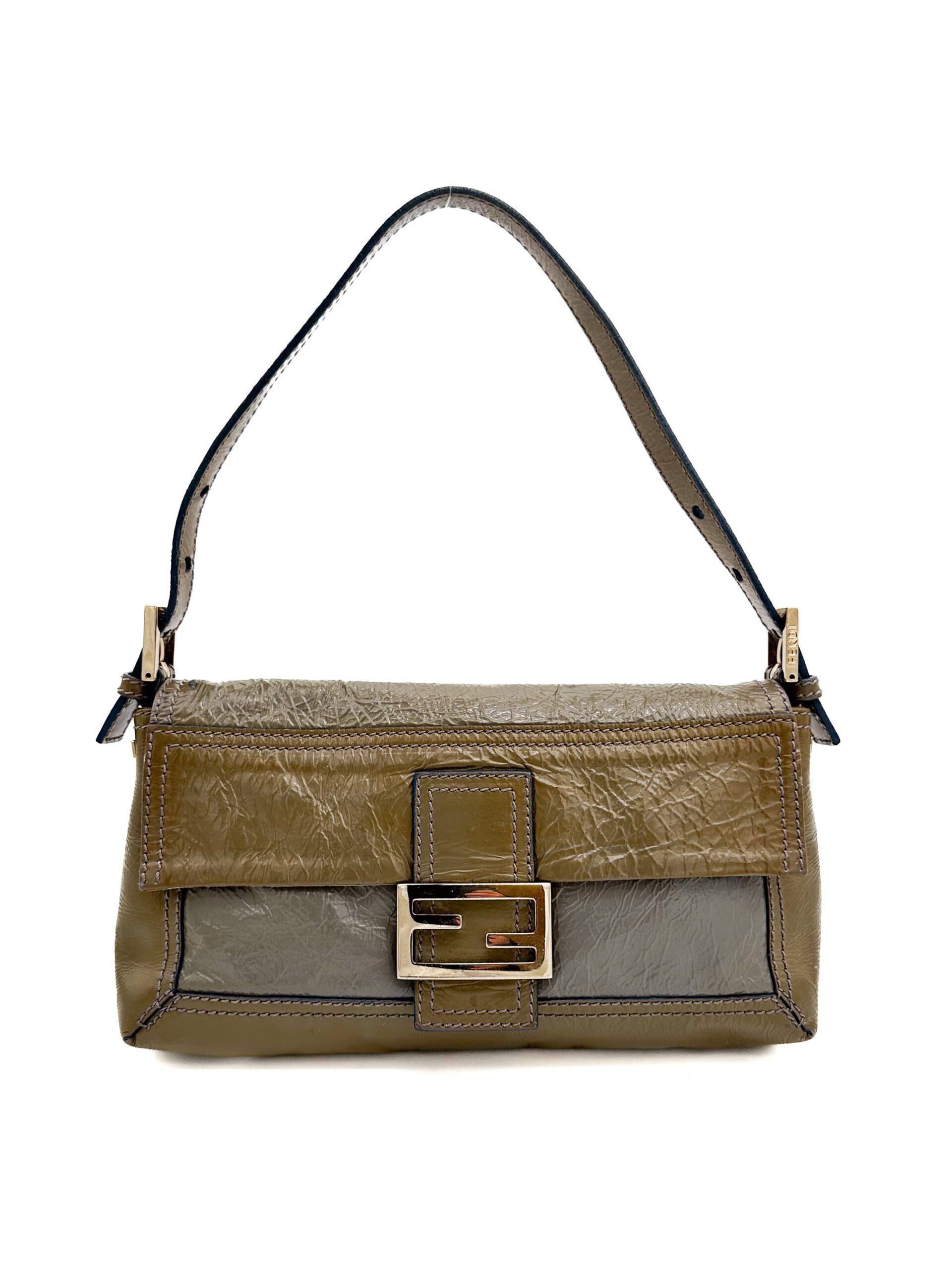 Fendi Khaki Plastic Baguette Bag