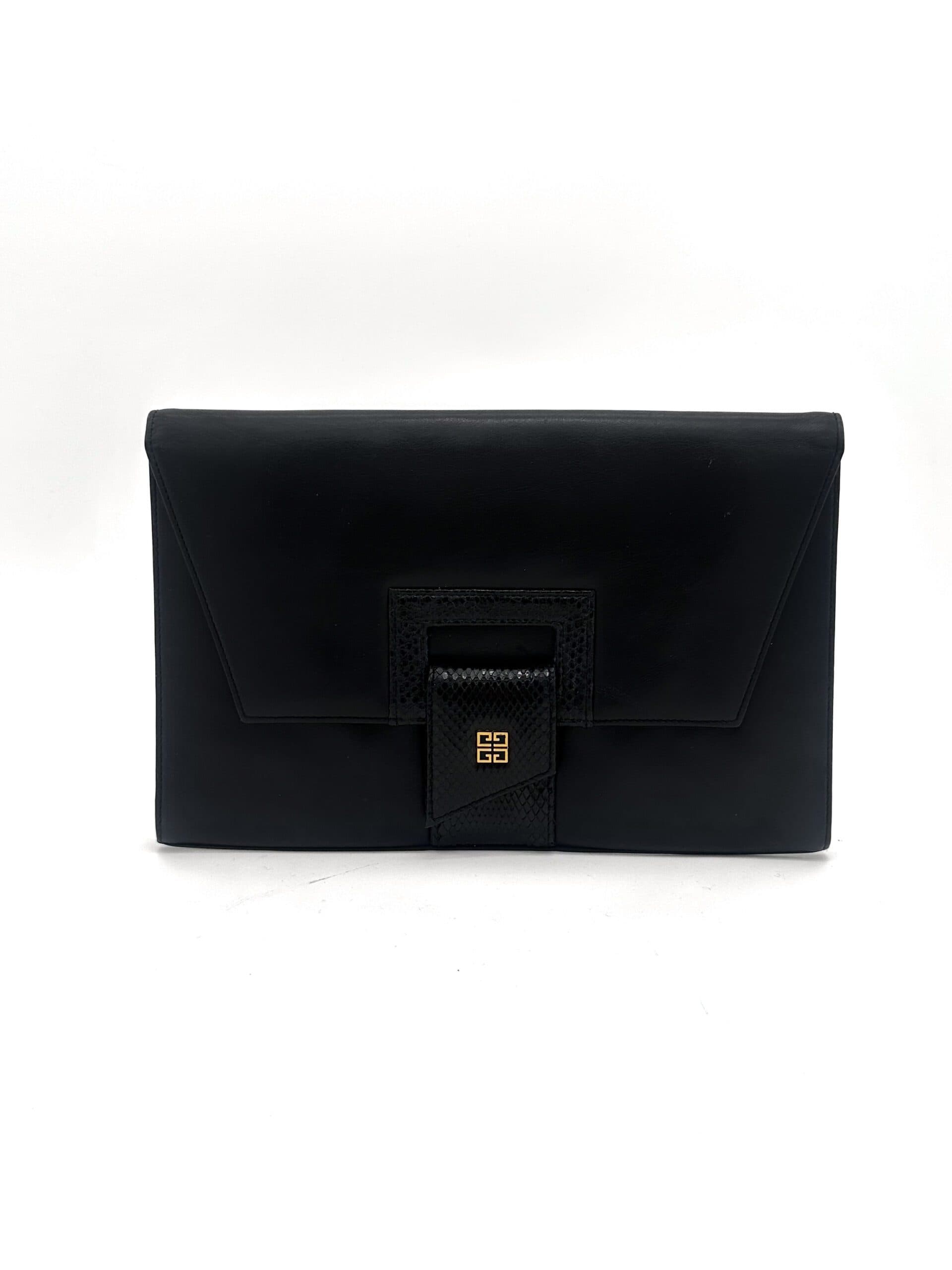 Givenchy Black Vintage Python Clutch Bag