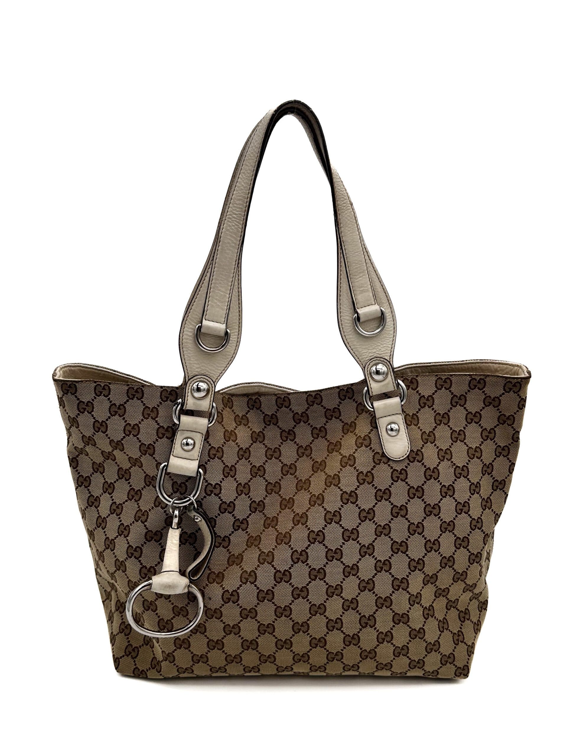 Gucci White Detailed Shopper Tote Bag