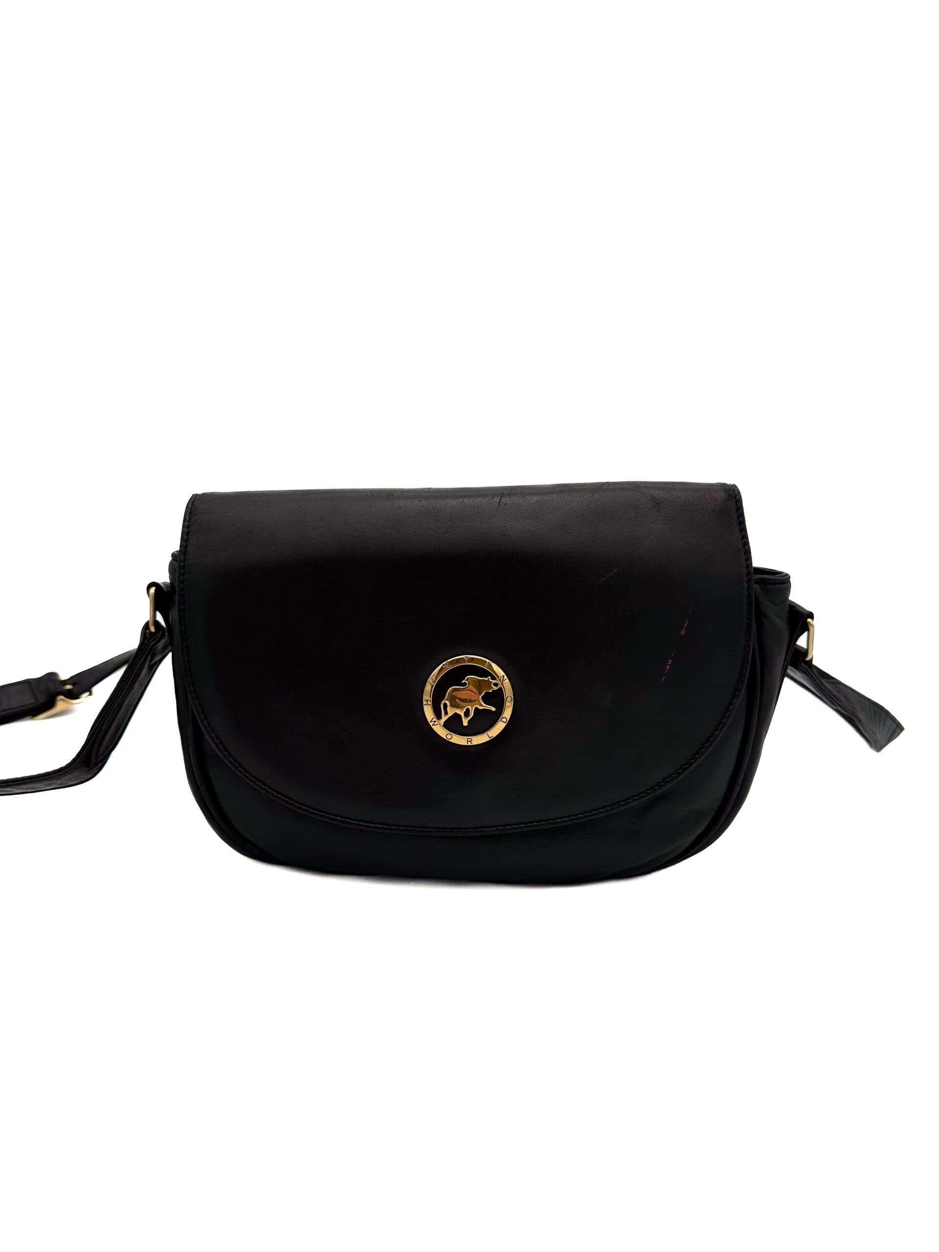 Hunting World Black Leather Side Bag