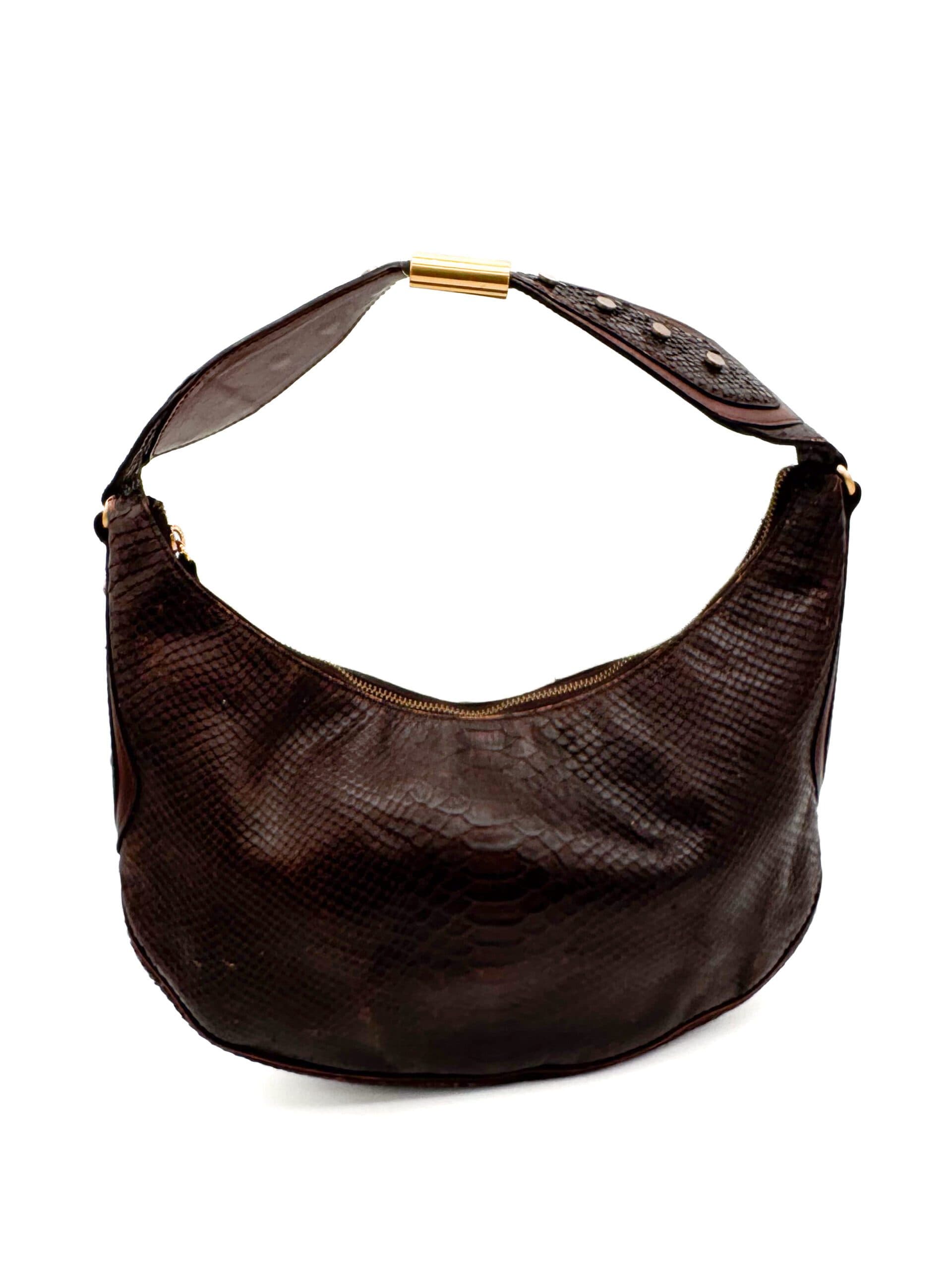 Max Mara Limited Brown Snakeskin Moon Bag