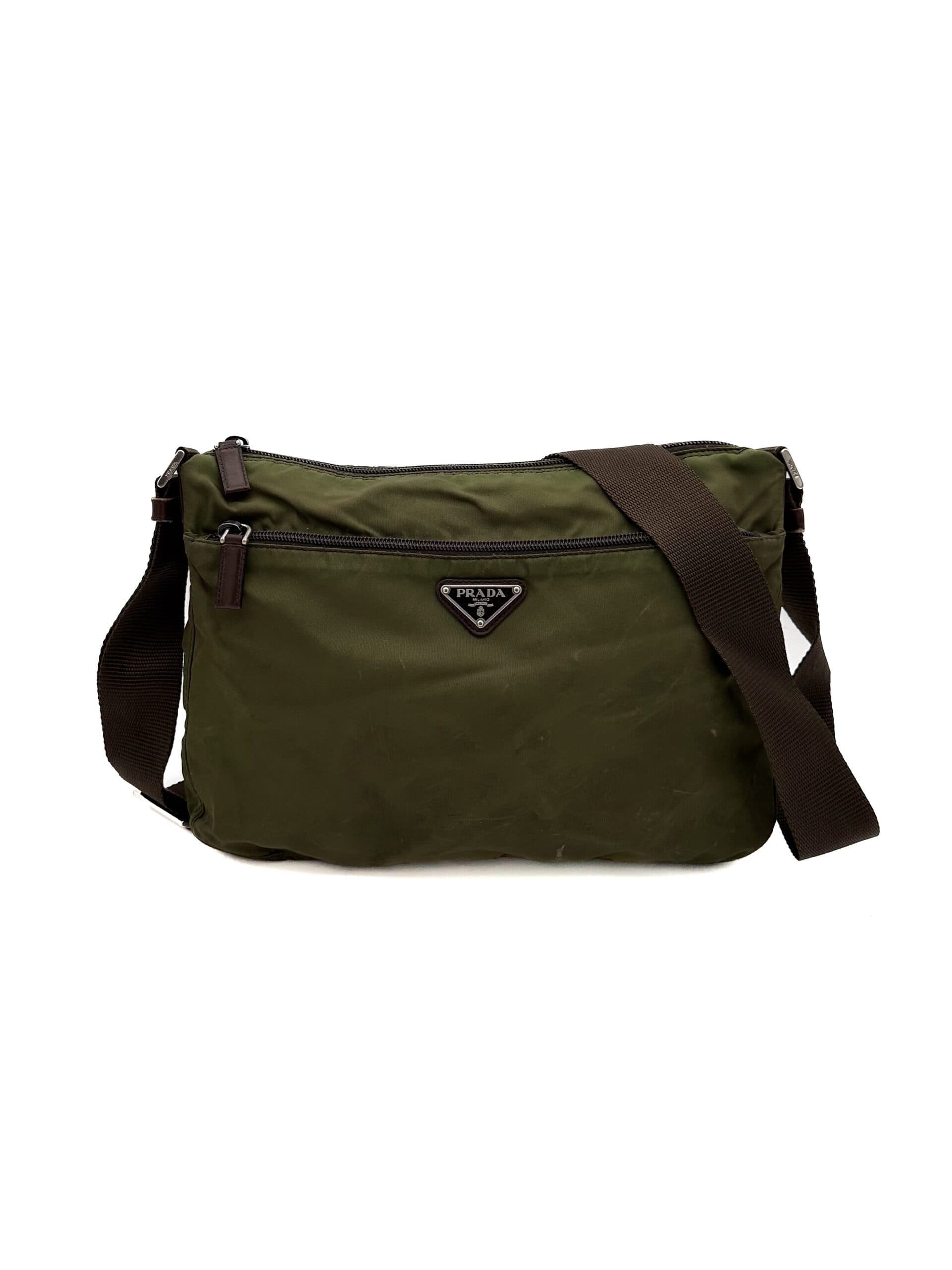 Prada Army Green Nylon Side Bag