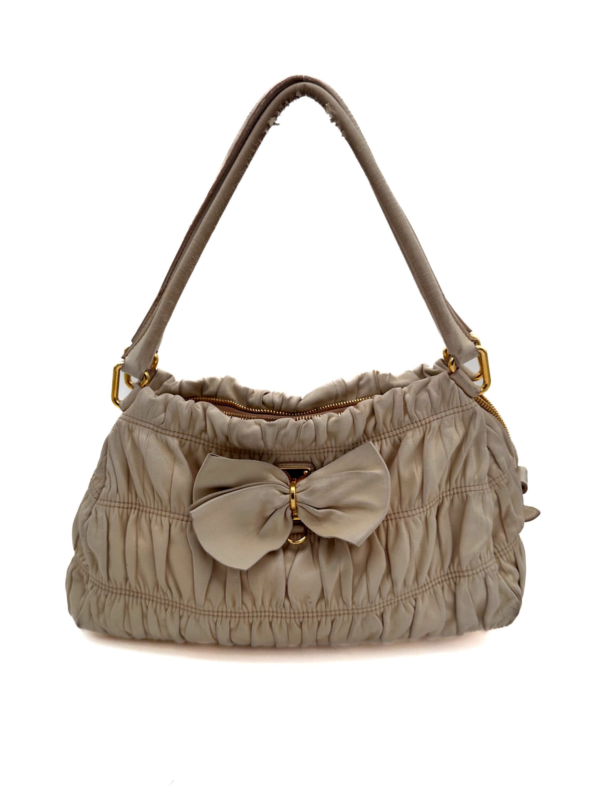 Prada Beige Bow Leather Bag