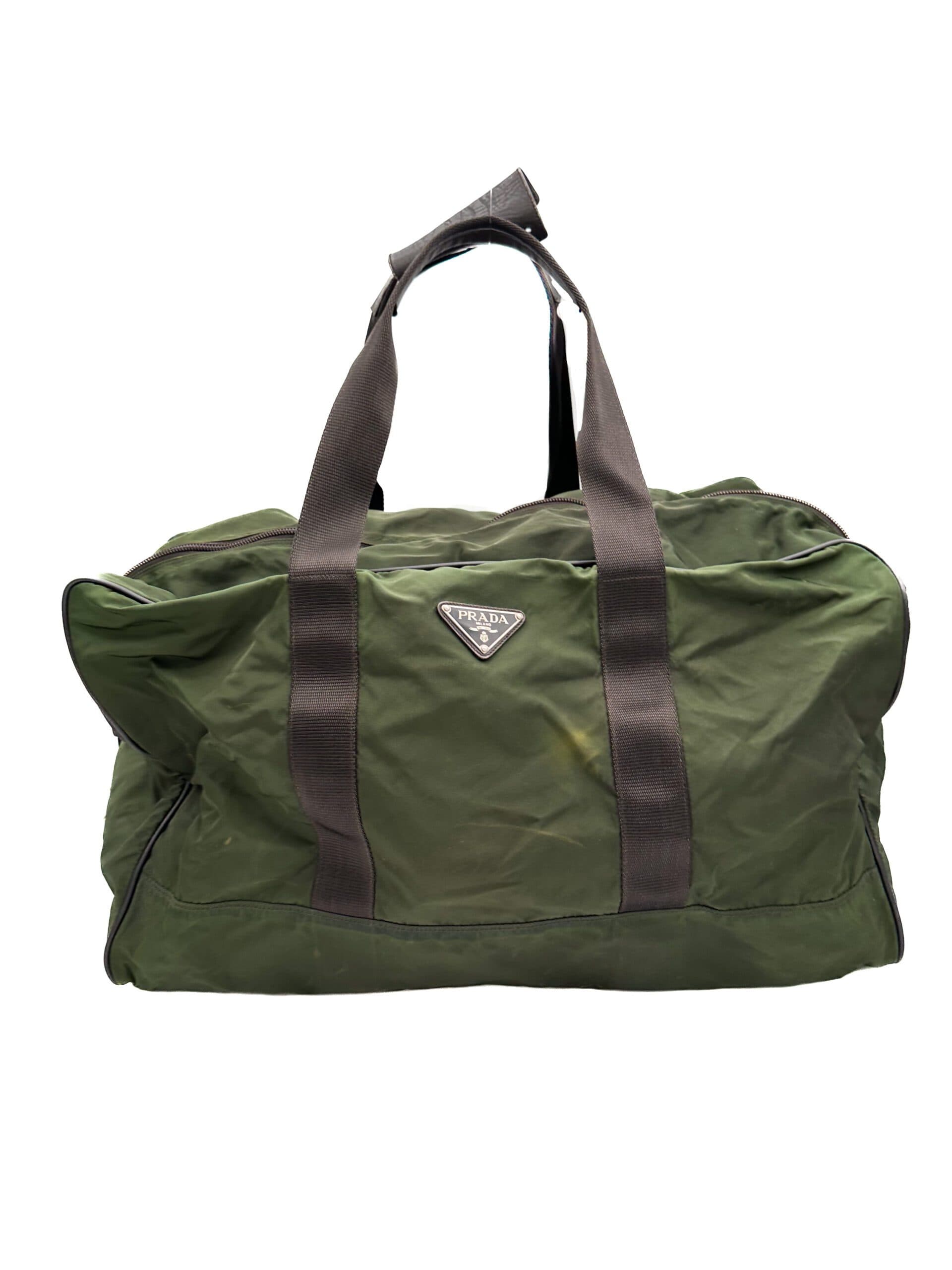 Prada Large Army Green Nylon Sports Bag