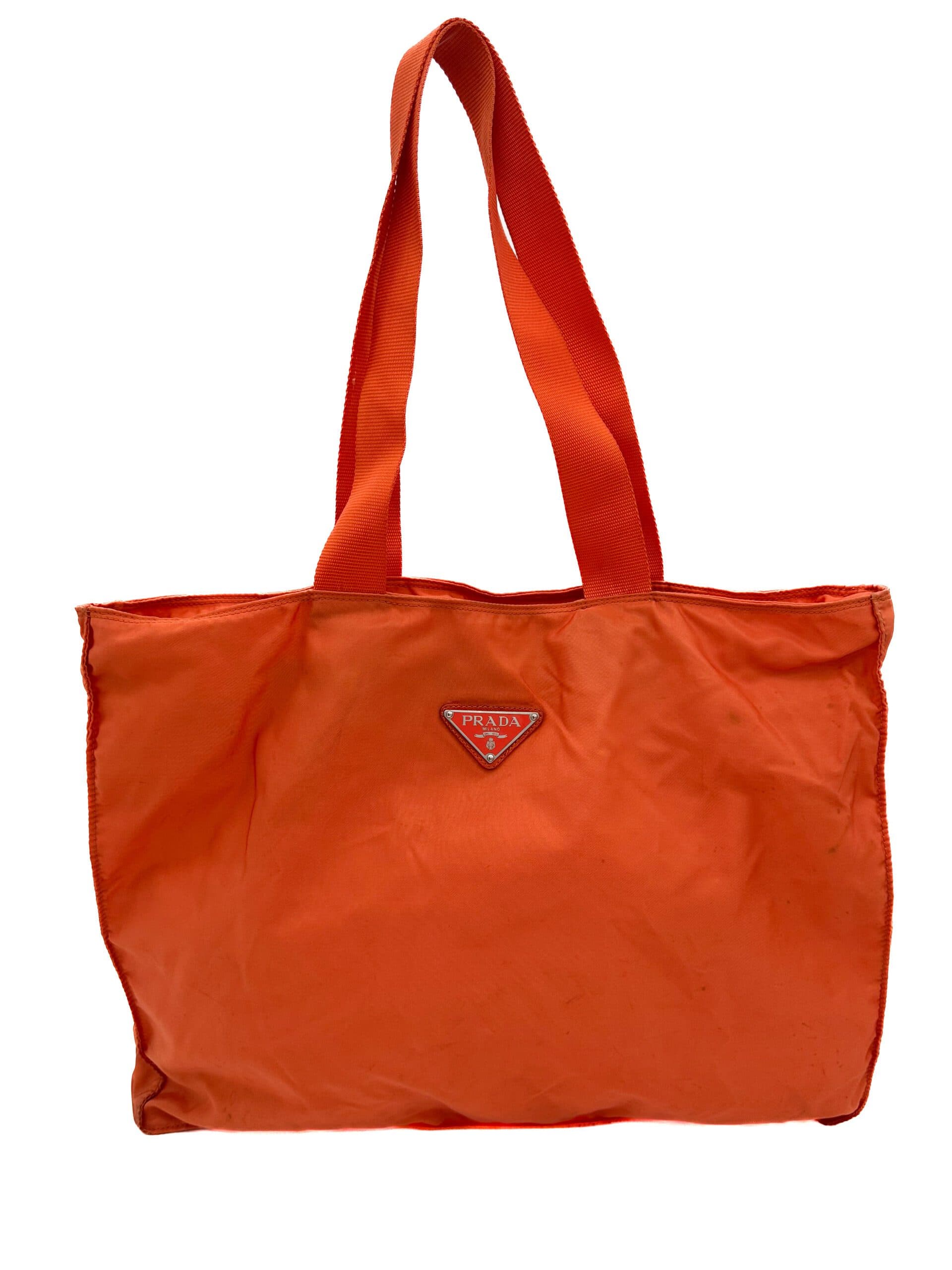 Prada Large Orange Nylon Shopper