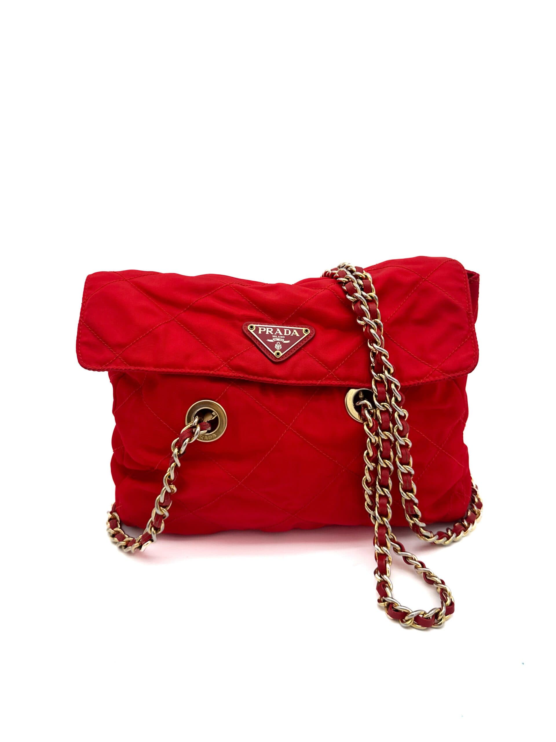 Prada Red Nylon Chain Bag