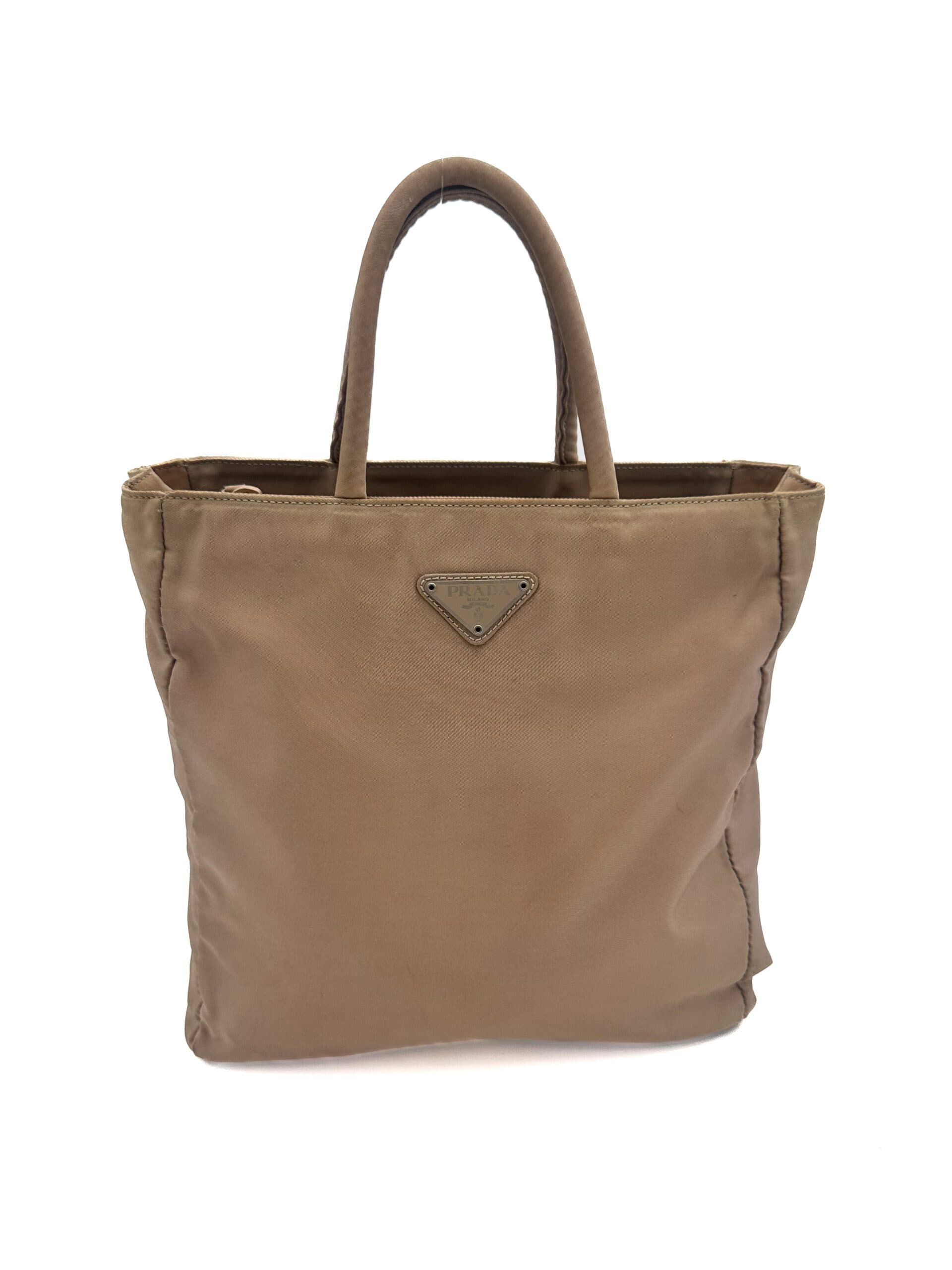 Prada Small Beige Nylon Tote Bag