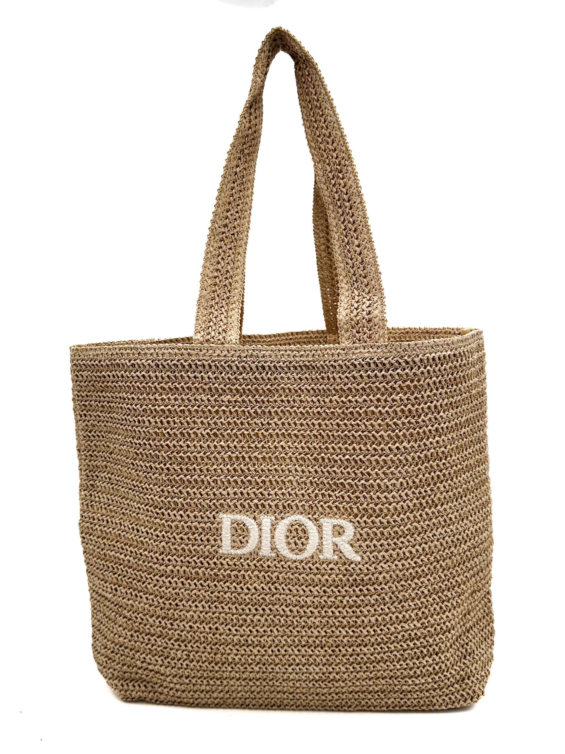 Dior Raffia Shopper Tote Bag