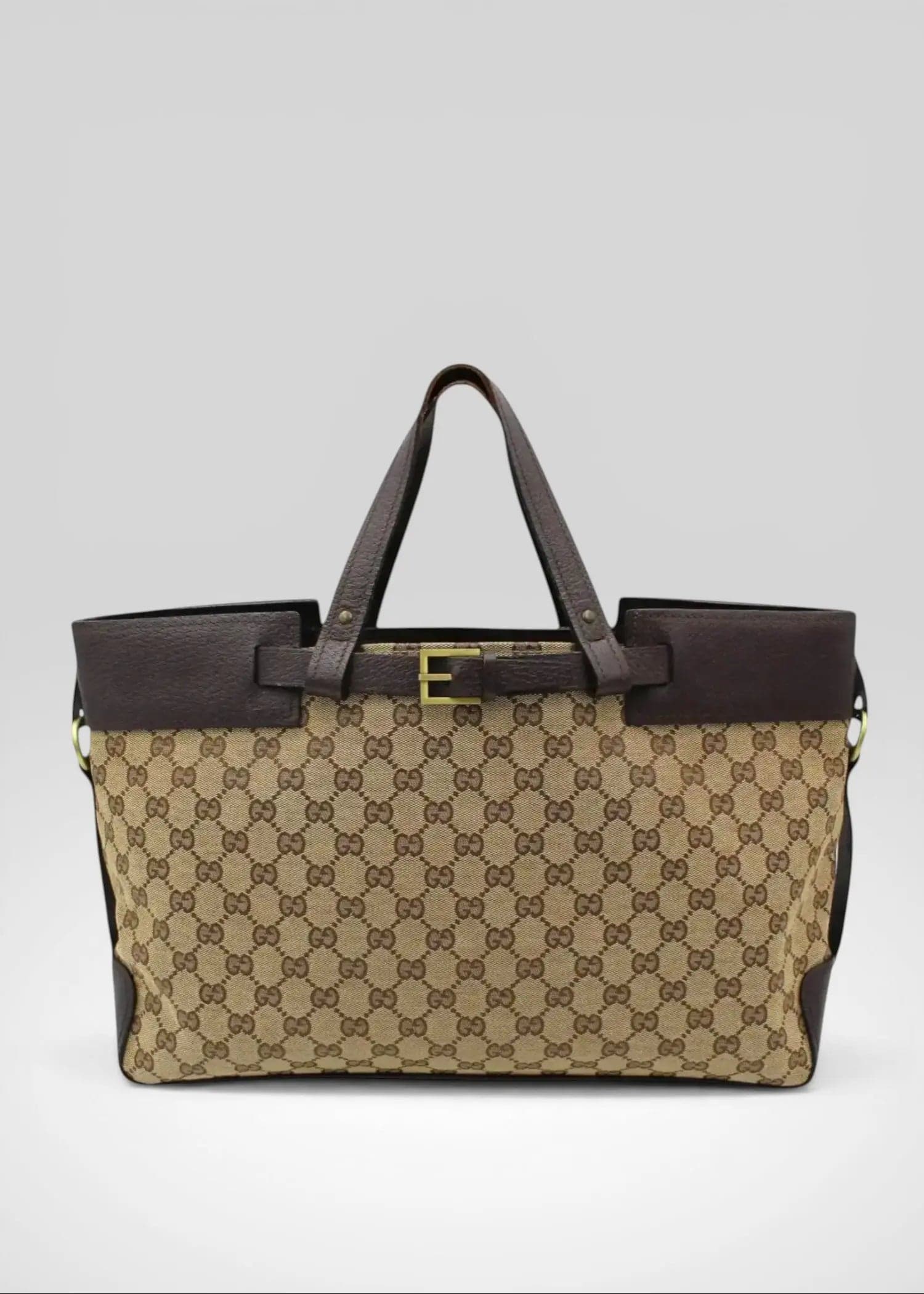 Preloved | Gucci GG Monogram Håndtaske med Brun Læder