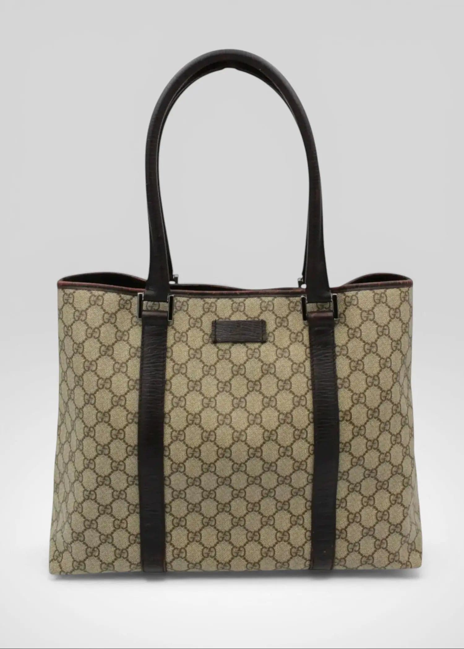 Preloved | Gucci GG Monogram Totebag med Brun Læder