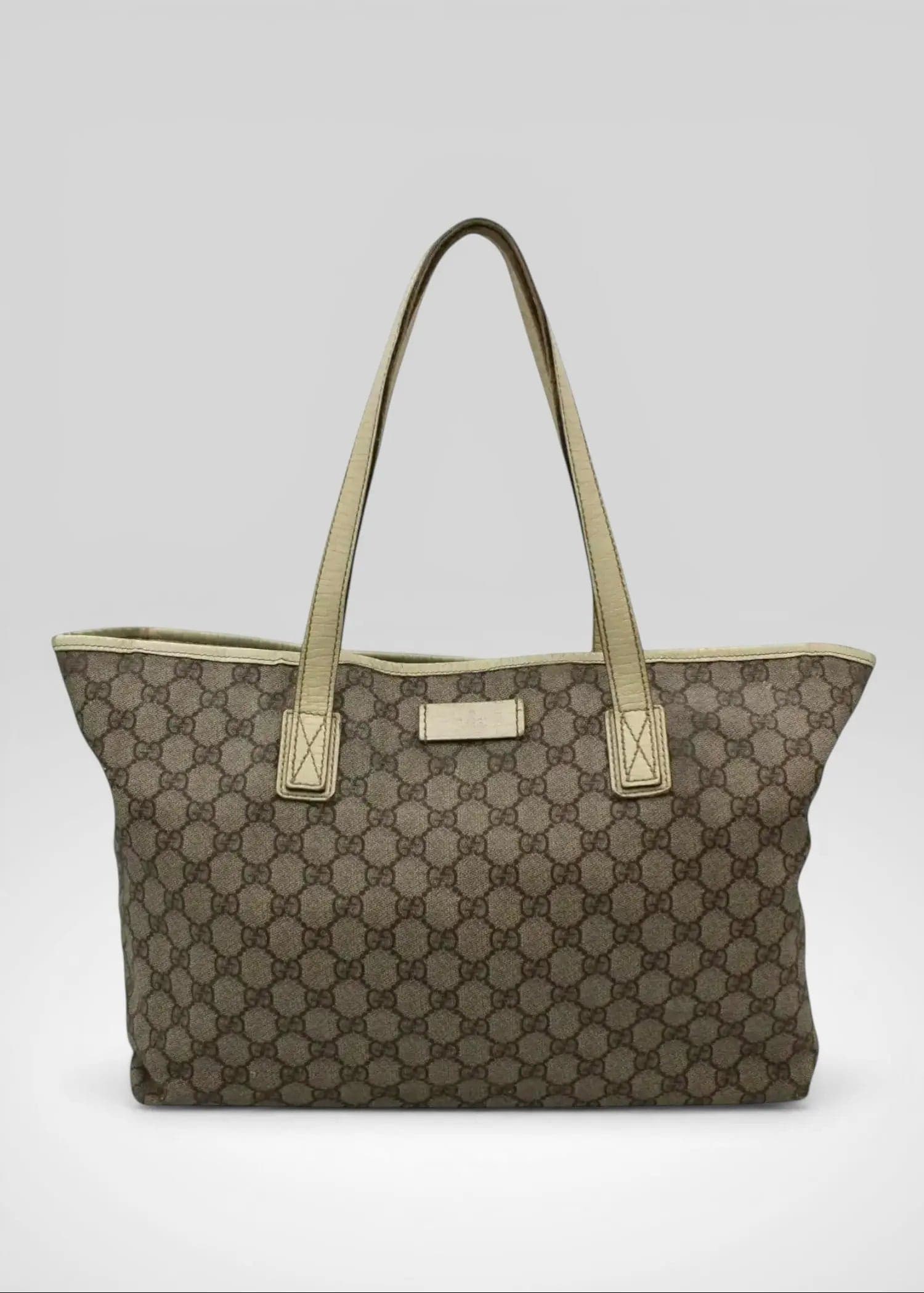 Preloved | Gucci GG Monogram Totebag med Hvid Læder