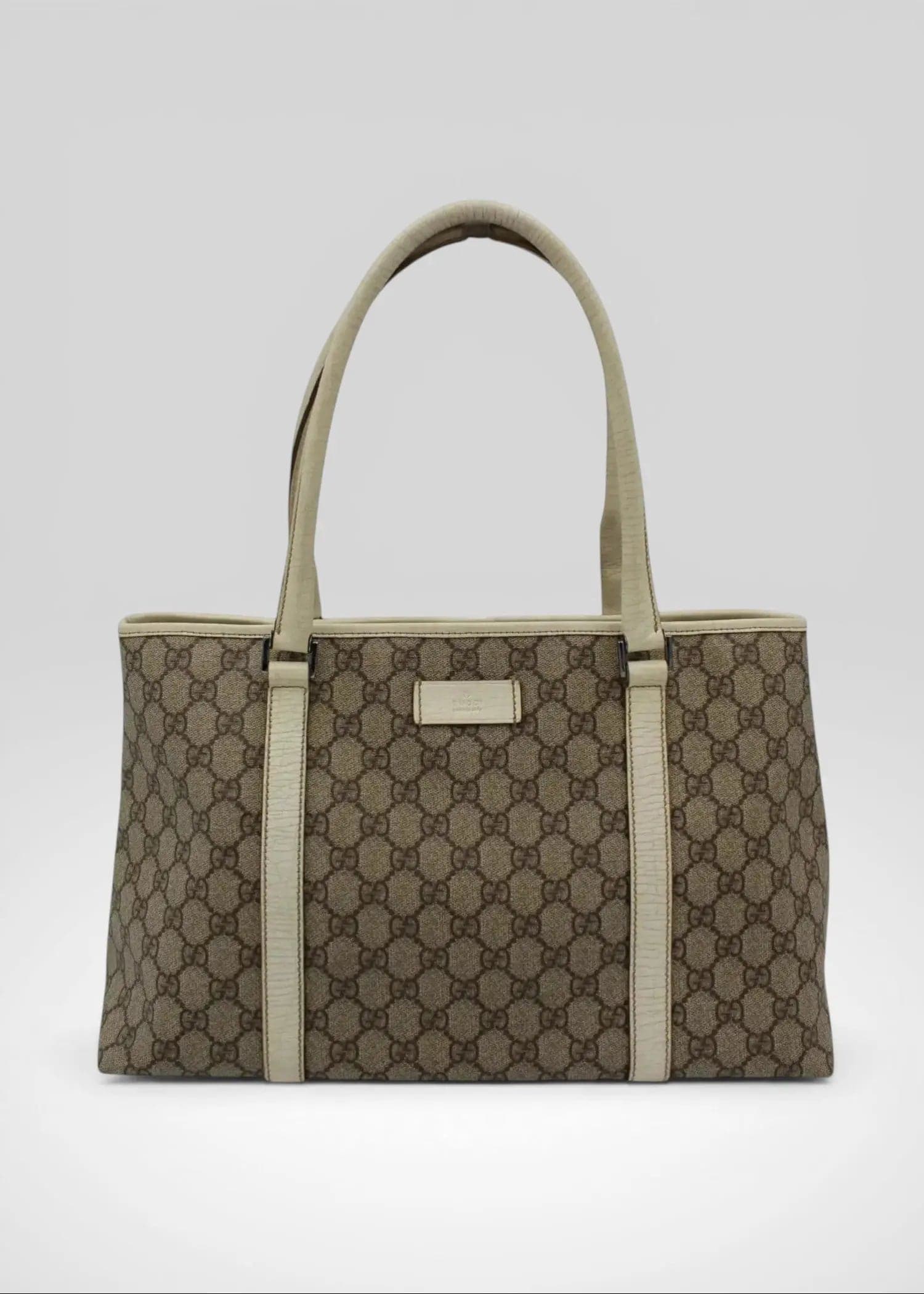 Preloved | Gucci GG Monogram Totebag med Hvid Læder