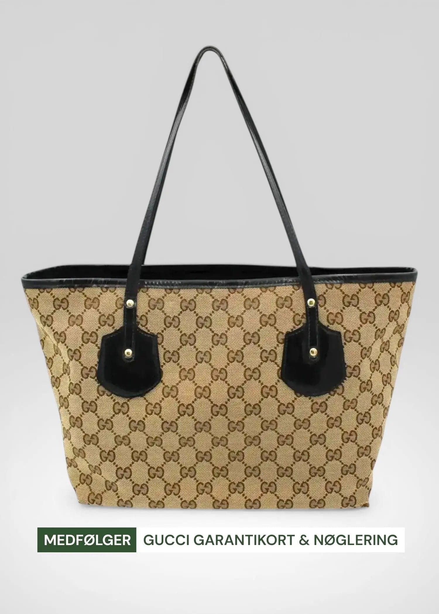Preloved | Gucci GG Monogram Totebag med Sort PVC Læder