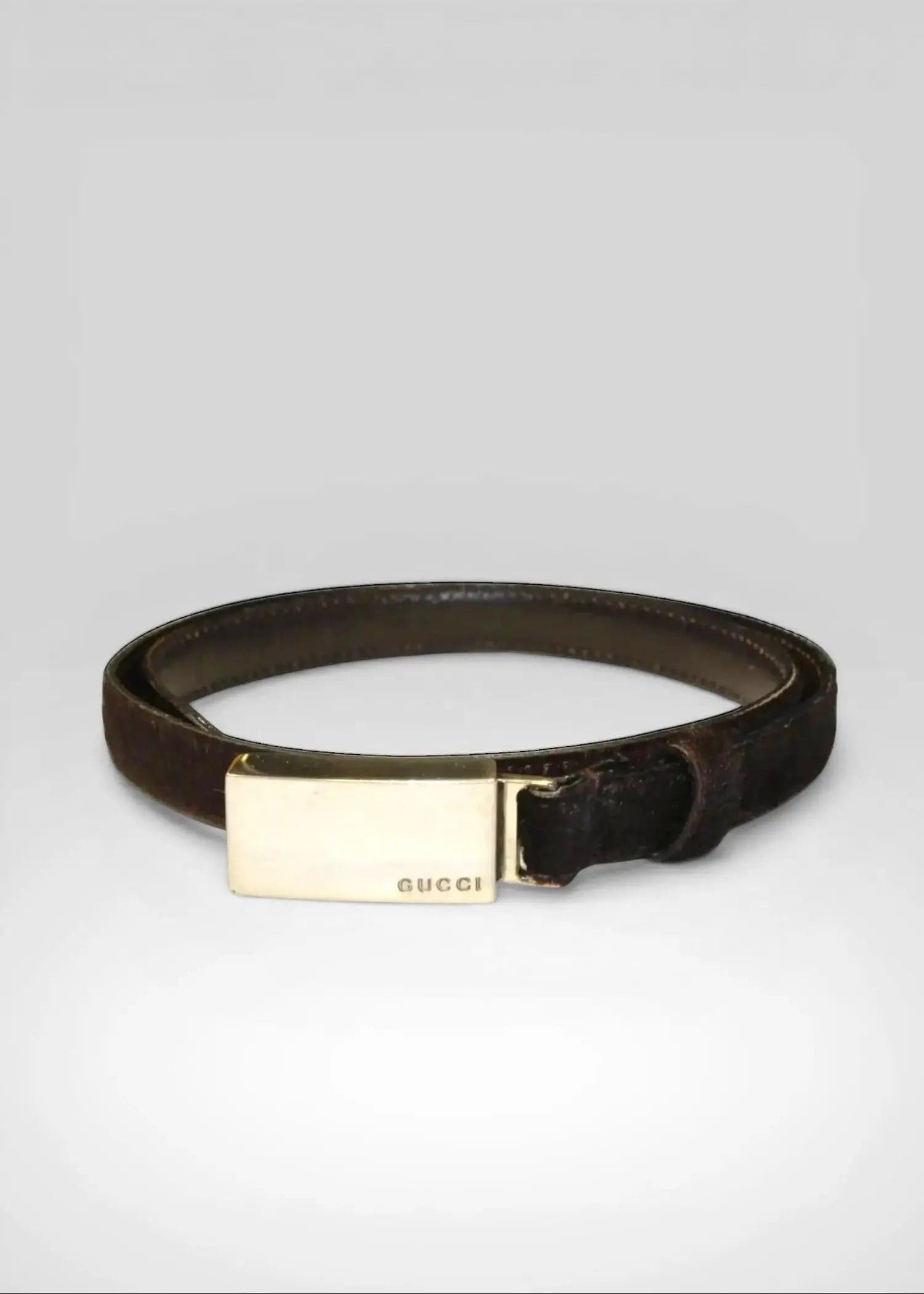 Preloved | Gucci Harako Bælte i Mørkebrunt Hårkalv